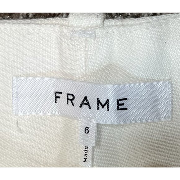 Frame Women’s Linen Cotton Pants Size 6 White Wide Leg High Rise Zipper NWT - Picture 4 of 15